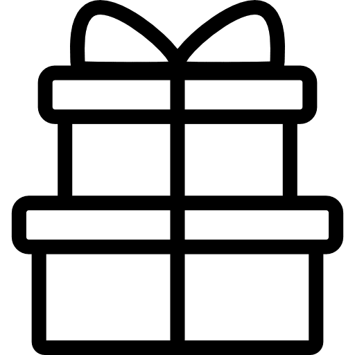 Two gifboxes tied together surprise present lace icon