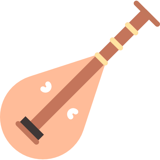 Biwa oriental japanese musical instrument icon