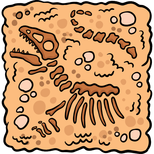 Fossil extinct museum exhibition icon