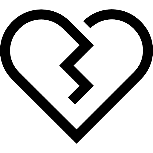 Broken heart shapes and symbols heartbreak love icon