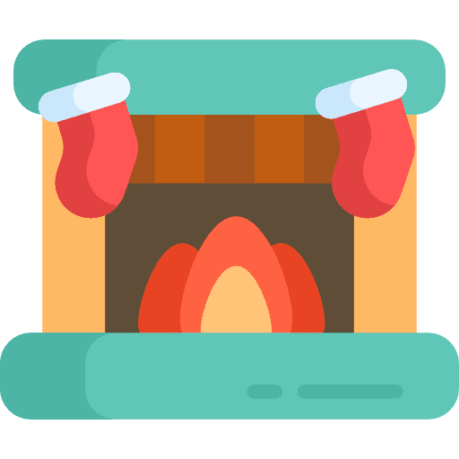 Fireplace warm furniture and household living room icon