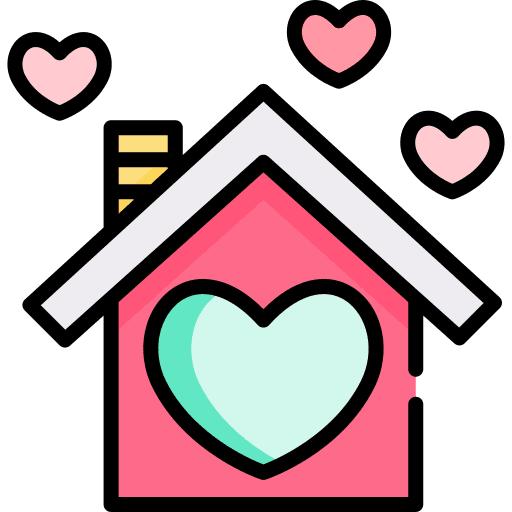 Home buildings heart house icon