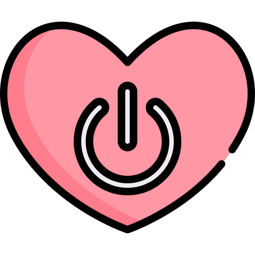 Power on heart valentines day love and romance icon