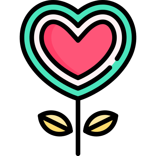 Flower valentines day heart flower icon
