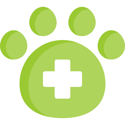 Veterinary healthcare and medical assistance attention icon