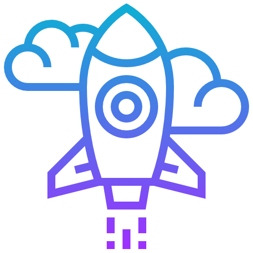 Rocket launch transportation business and finance space ship launch icon