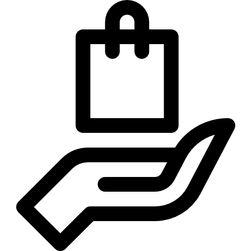 Product gesture commerce and shopping badge icon