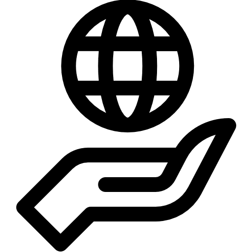 Globe grid communications hands interface icon