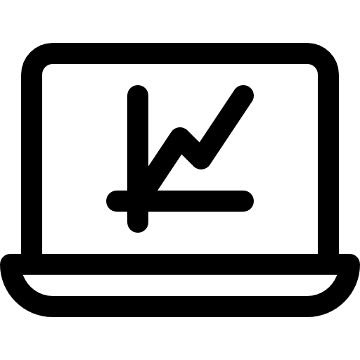 Laptop graph statistics data visualization icon