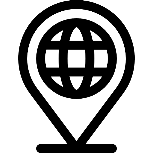 Location pin earth grid globe communications icon