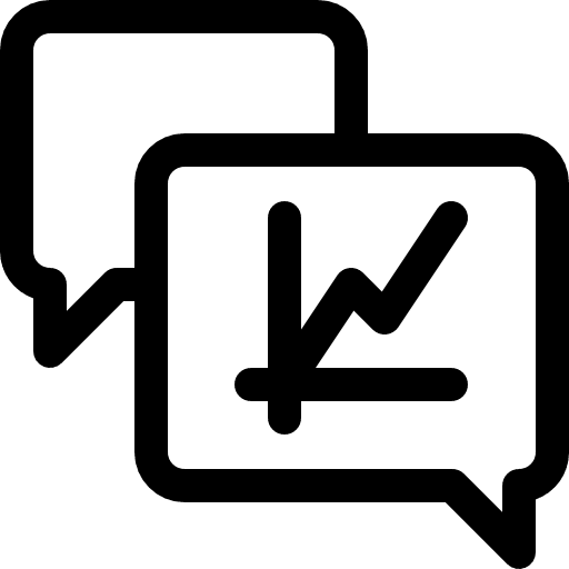 Chat stats pie chart communications icon