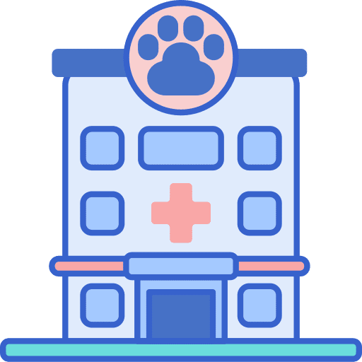 Veterinary healthcare and medical building health clinic icon