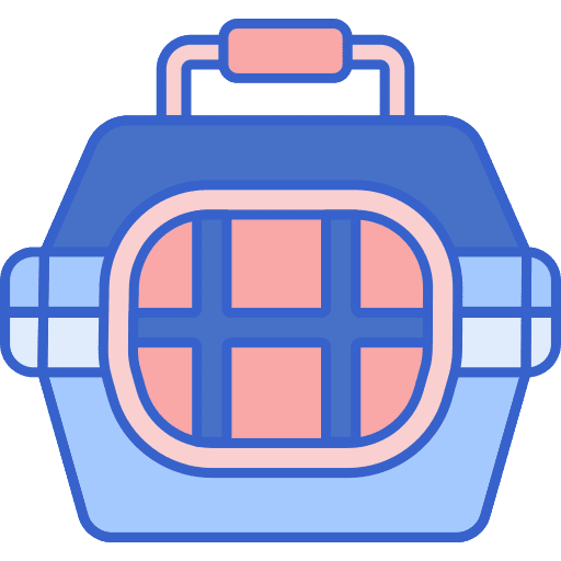 Pet carrier cat kennel basket icon
