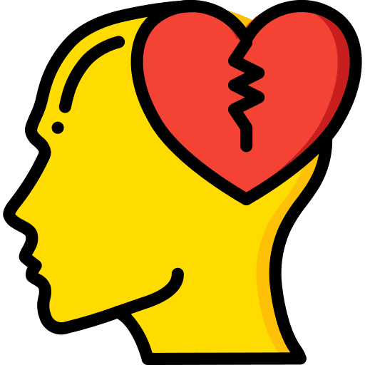 Broken heart user brain psychology icon