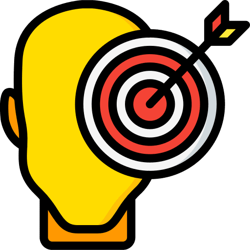 Target thinking user brain icon