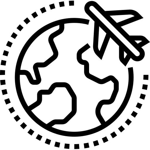 Airplane worldwide airplane earth globe icon