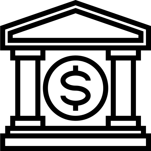 Bank treasury buildings dollar symbol icon