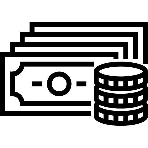 Money coins bank bills icon