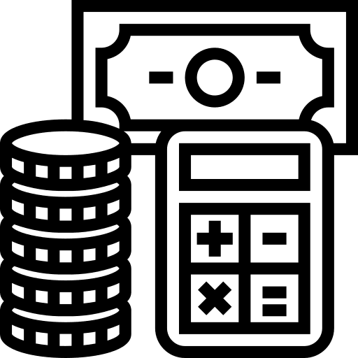 Budget business and finance coins calculator icon