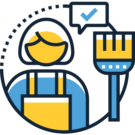 Cleaner check mark girl cleaning icon