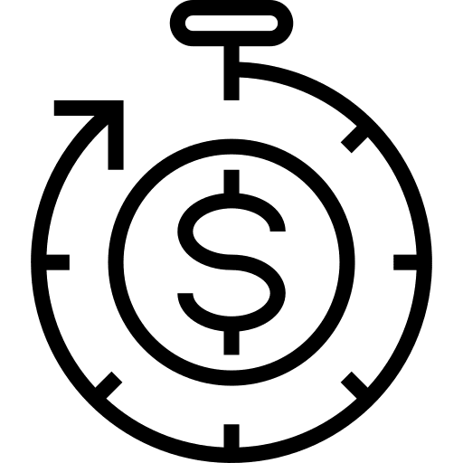 Time chronometer dollar symbol tools and utensils icon