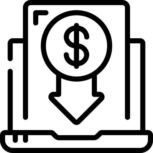 Decrease income loss decrease icon