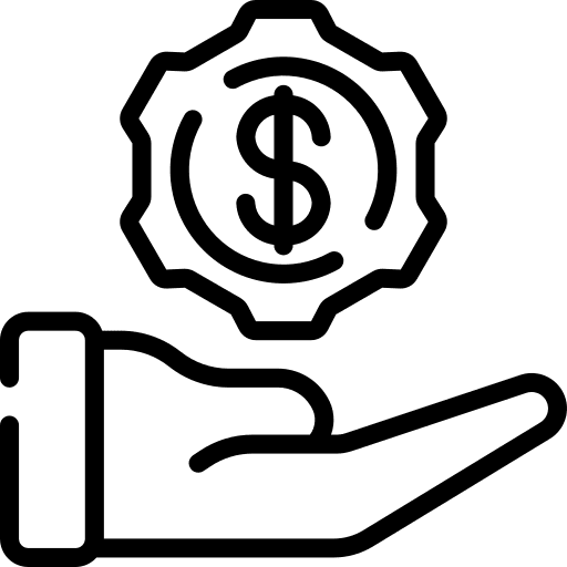 Hand gear money business and finance icon