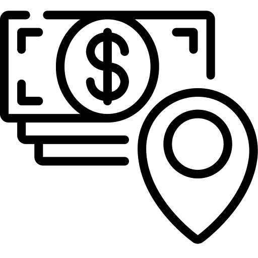 Location blockchain payment method maps and location icon