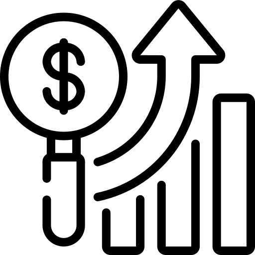 Analytics dollar maths seo and web icon
