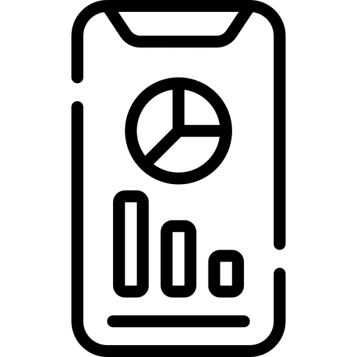 Data stats business and finance mobile phone icon