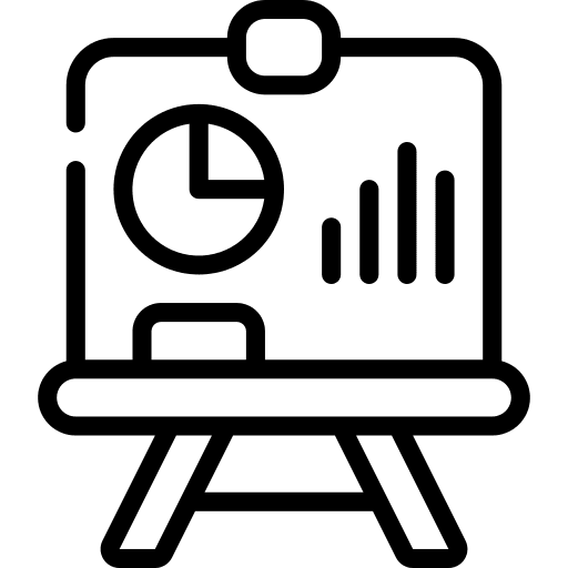 Presentation business stand bars chart icon