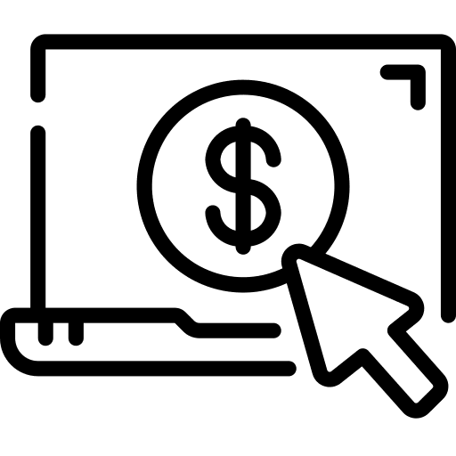 Laptop business and finance mouse growth icon