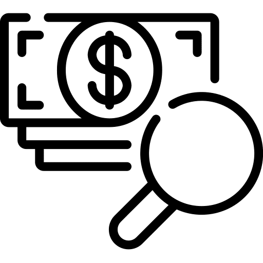 Search dollar money loupe icon