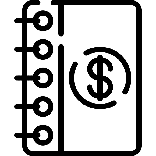 Book business and finance note diary icon