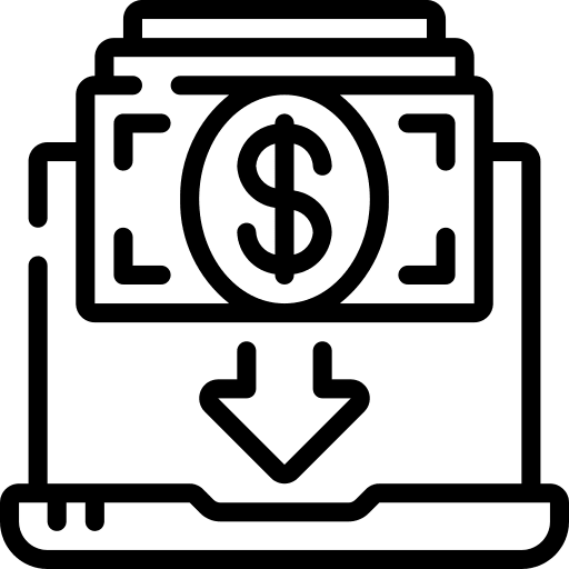 Transfer money laptop payment icon