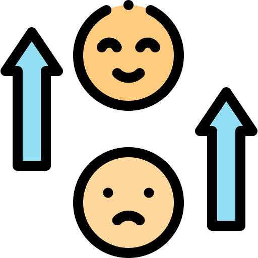 Emotions sad happy check icon