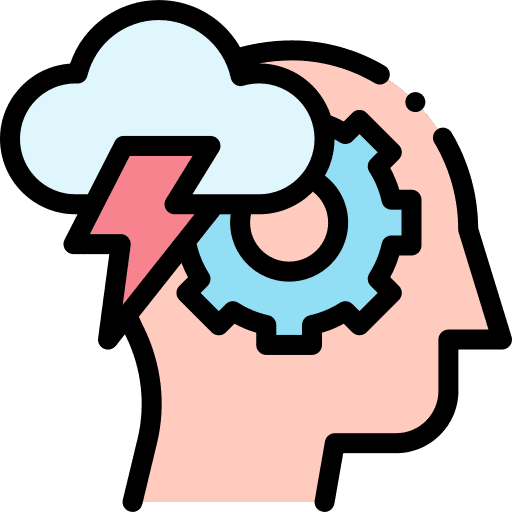 Stress healthcare and medical lightning bolt head icon