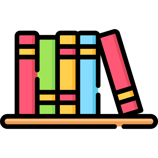 Library room bookcase bookshelves icon