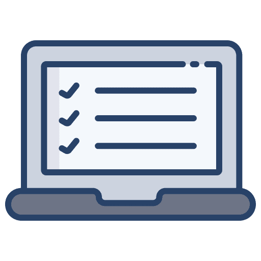 Laptop exam files and folders checklist icon