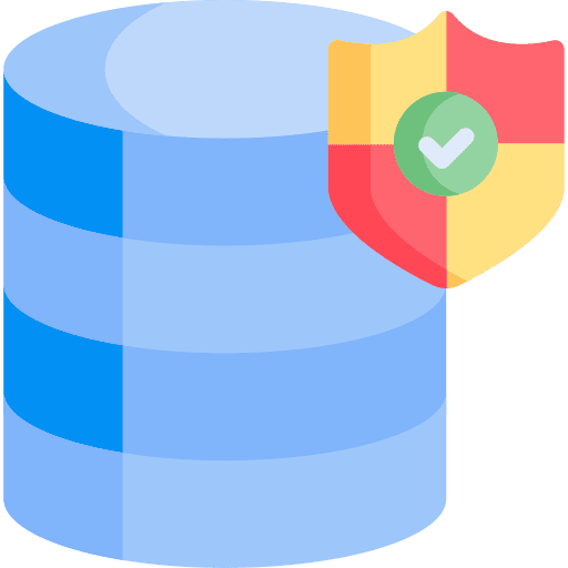 Database security shield secure database icon