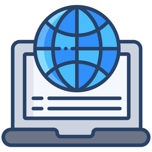 Laptop network globe grid graduate icon