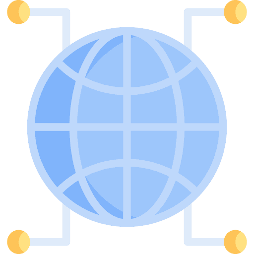 Global network social communications globe grid icon