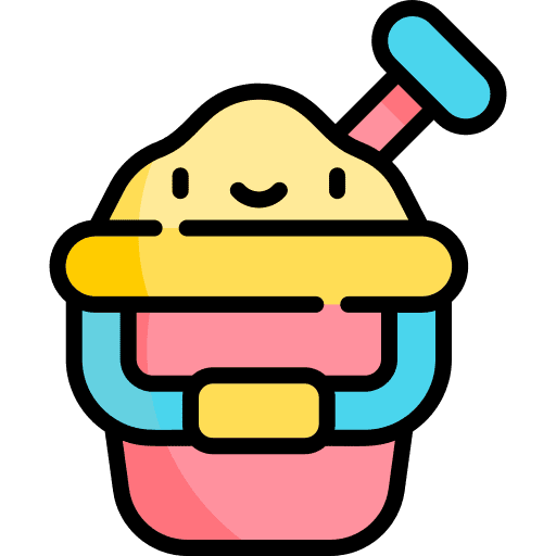 Sand bucket children toy plastic icon