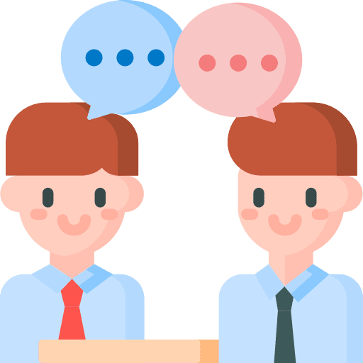 Discussion professions and jobs counseling coworkers icon