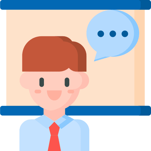 Presentation exposition worker project icon