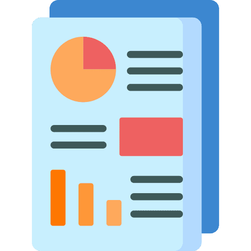 Seo report analytics pie chart document icon