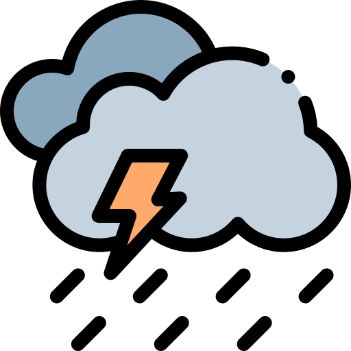 Heavy rain thunderbolt storm nature icon