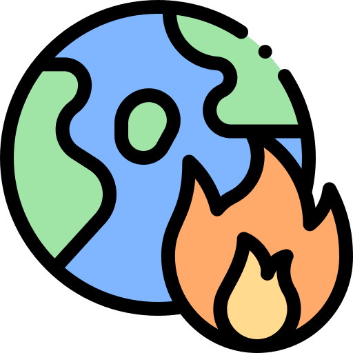 Climate change planet earth fire flame icon