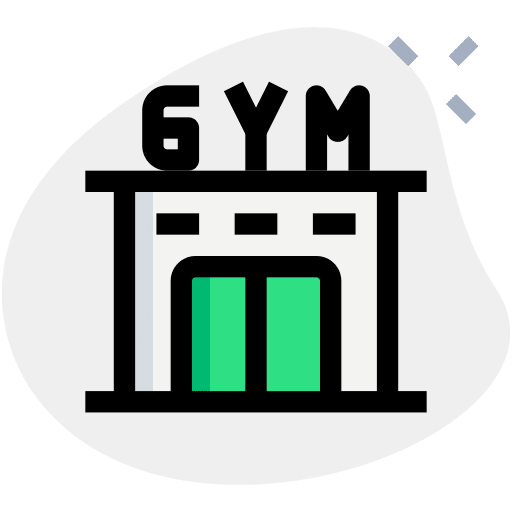 Gymnasium weights building architecture and city icon