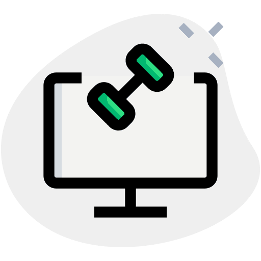 Computer online training bodybuilder icon